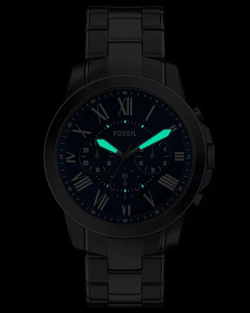 Fossil FS6133I Men's Quartz Chronograph Watch Blue Dial Gunmetal Stainless Steel Strap