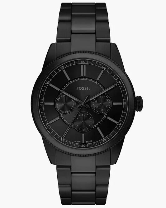 Fossil FS6135I Men's Quartz Multifunction Watch Black Dial Black Stainless Steel Strap