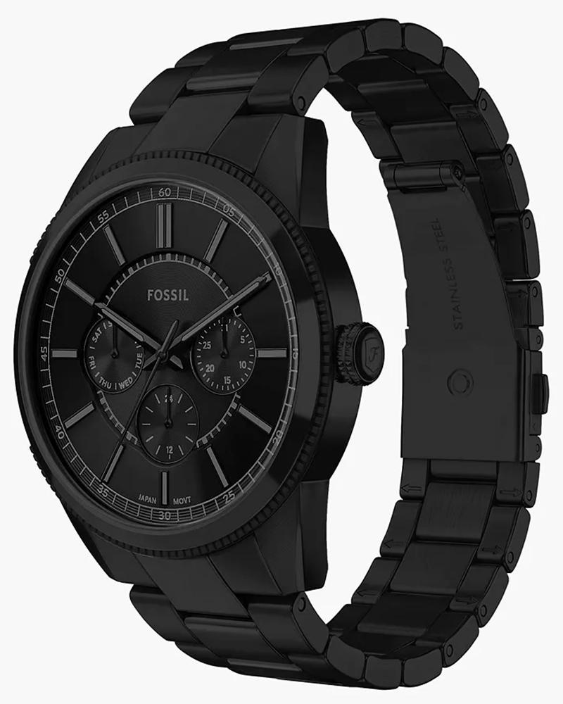 Fossil FS6135I Men's Quartz Multifunction Watch Black Dial Black Stainless Steel Strap