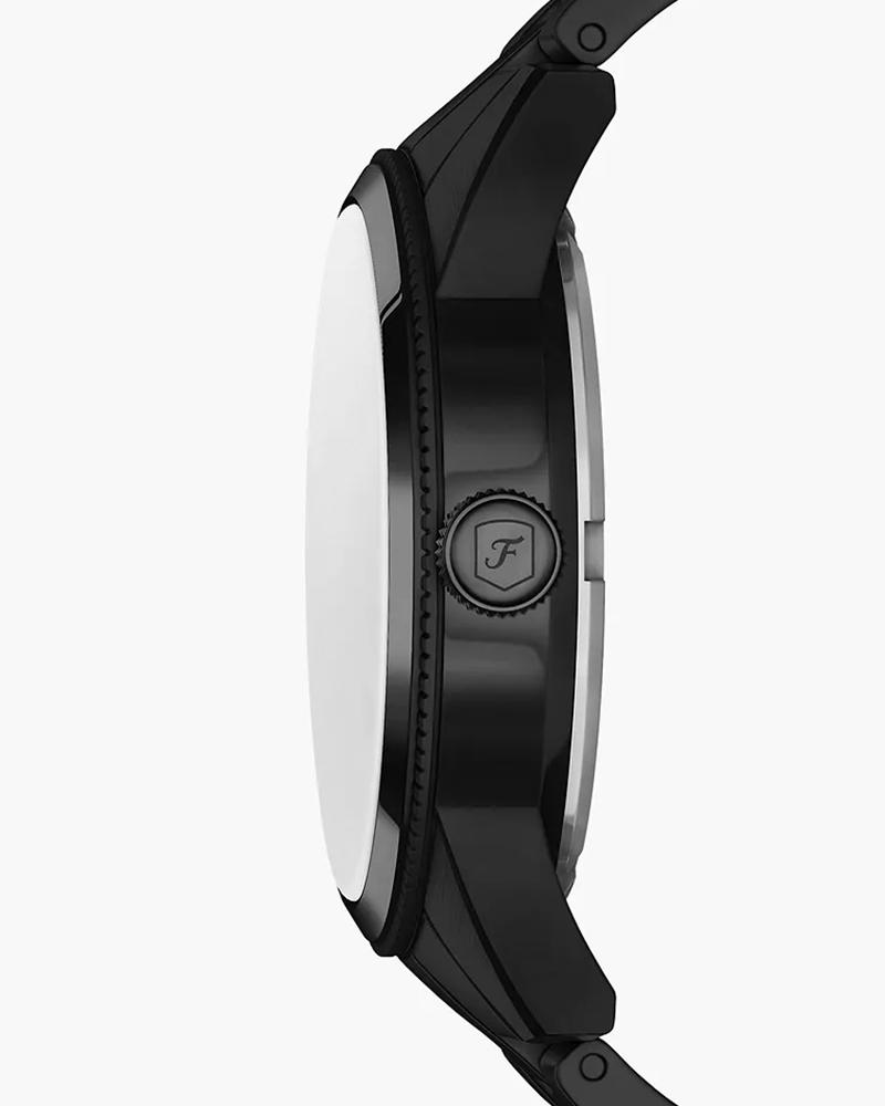 Fossil FS6135I Men's Quartz Multifunction Watch Black Dial Black Stainless Steel Strap