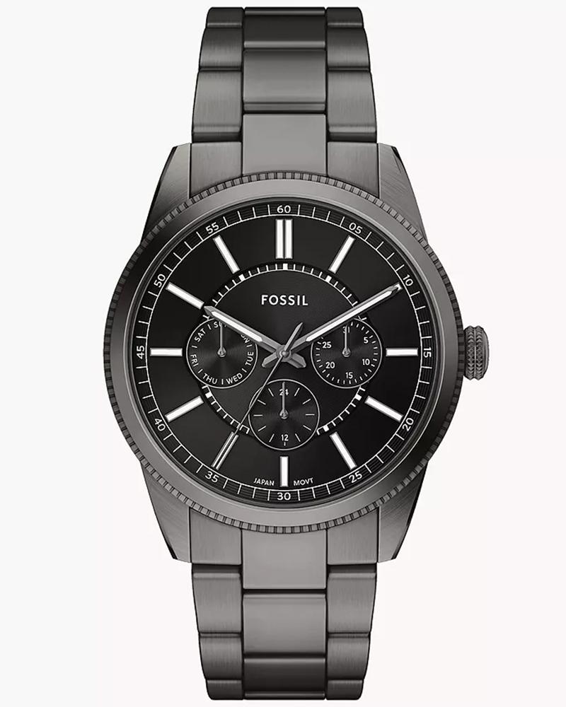 Fossil FS6136I Men's Quartz Multifunction Watch Black Dial Gunmetal Stainless Steel Strap