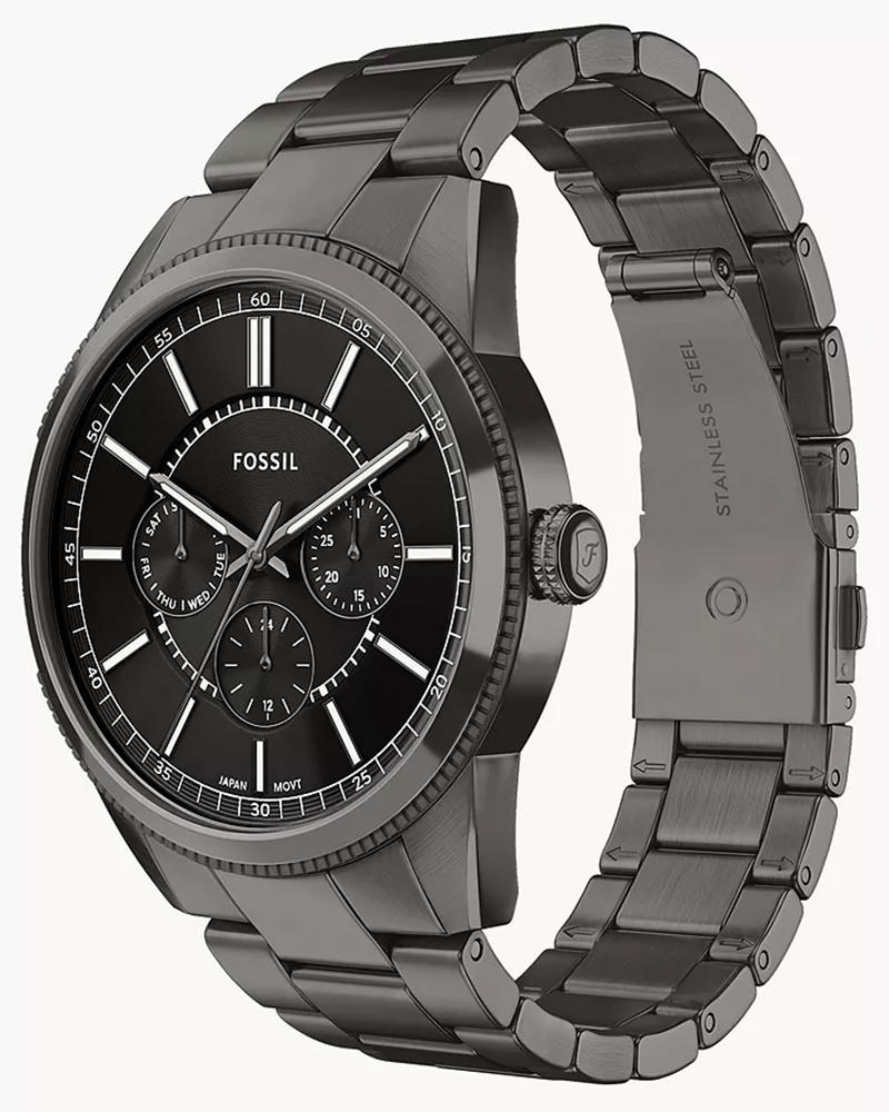 Fossil FS6136I Men's Quartz Multifunction Watch Black Dial Gunmetal Stainless Steel Strap