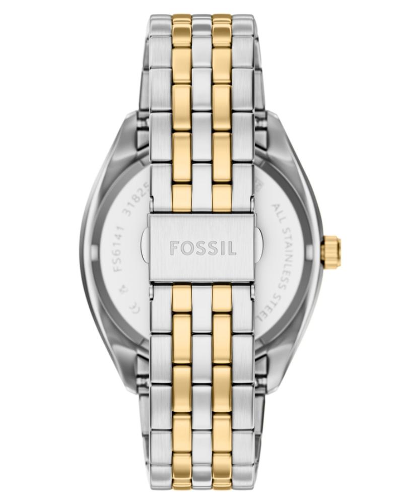 Fossil FS6141I Men's Quartz Day Date Watch Blue Dial Two-Tone Stainless Steel Strap