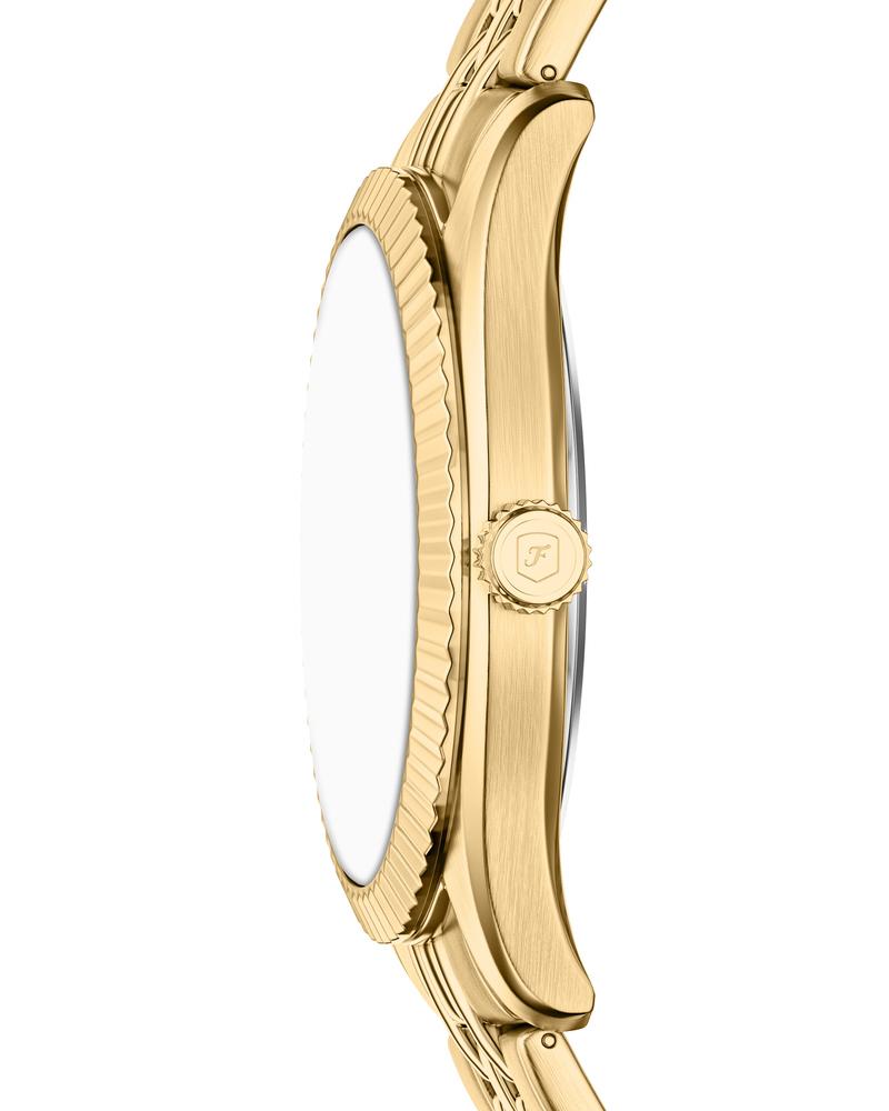 Fossil FS6142I Men's Quartz Day Date Watch Green Dial Gold Stainless Steel Strap