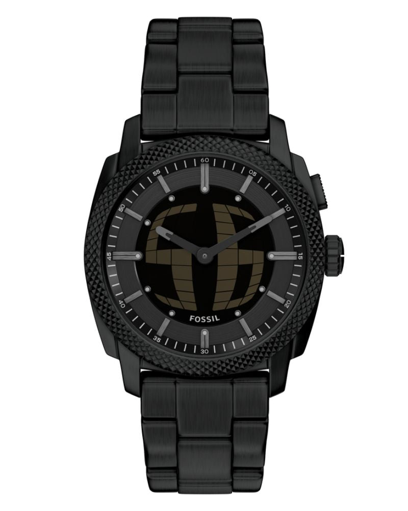 Fossil FS6156 Men's Quartz Chronograph Watch Black Dial Silver Stainless Steel Strap
