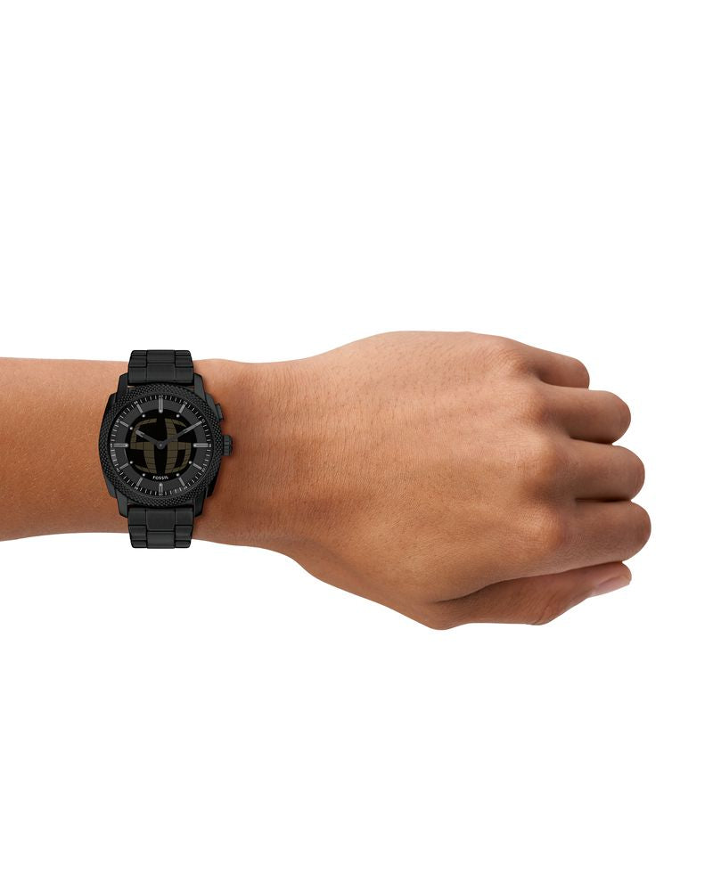 Fossil FS6156 Men's Quartz Chronograph Watch Black Dial Silver Stainless Steel Strap