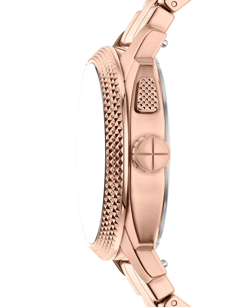 Fossil FS6158 Men's Quartz Analog-Digital Watch Black Dial Rose Gold Stainless Steel Strap