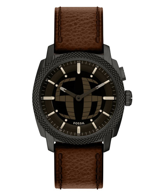 Fossil FS6165 Men's Analog-Digital Quartz Watch Black Dial Brown Leather Strap
