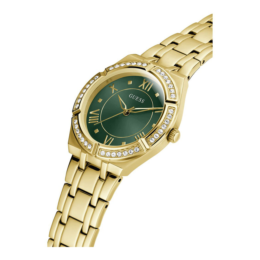 Guess GW0033L8 Women's Cosmo Green Dial Watch Gold-Tone And Green Analog Quartz Watch