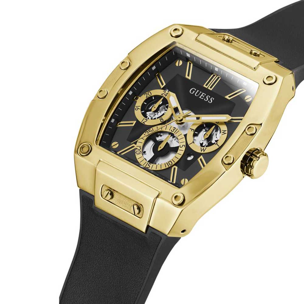 Guess Phoenix GW0202G1 Black & Gold-Tone Multifunction Analog Quartz Watch For Men