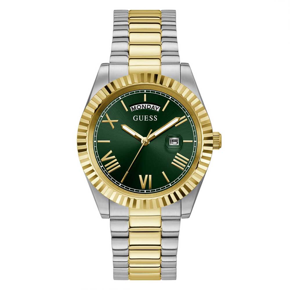 Guess GW0265G8 Quartz Analog Men’s Watch with Green Dial & Two-Tone Stainless Steel Strap