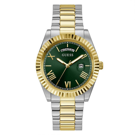 Guess GW0265G8 Quartz Analog Men’s Watch with Green Dial & Two-Tone Stainless Steel Strap