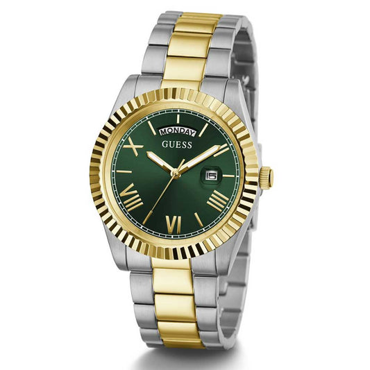 Guess GW0265G8 Quartz Analog Men’s Watch with Green Dial & Two-Tone Stainless Steel Strap