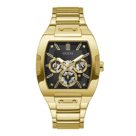 Elegant GUESS men's gold-tone multifunction watch with stainless steel bracelet