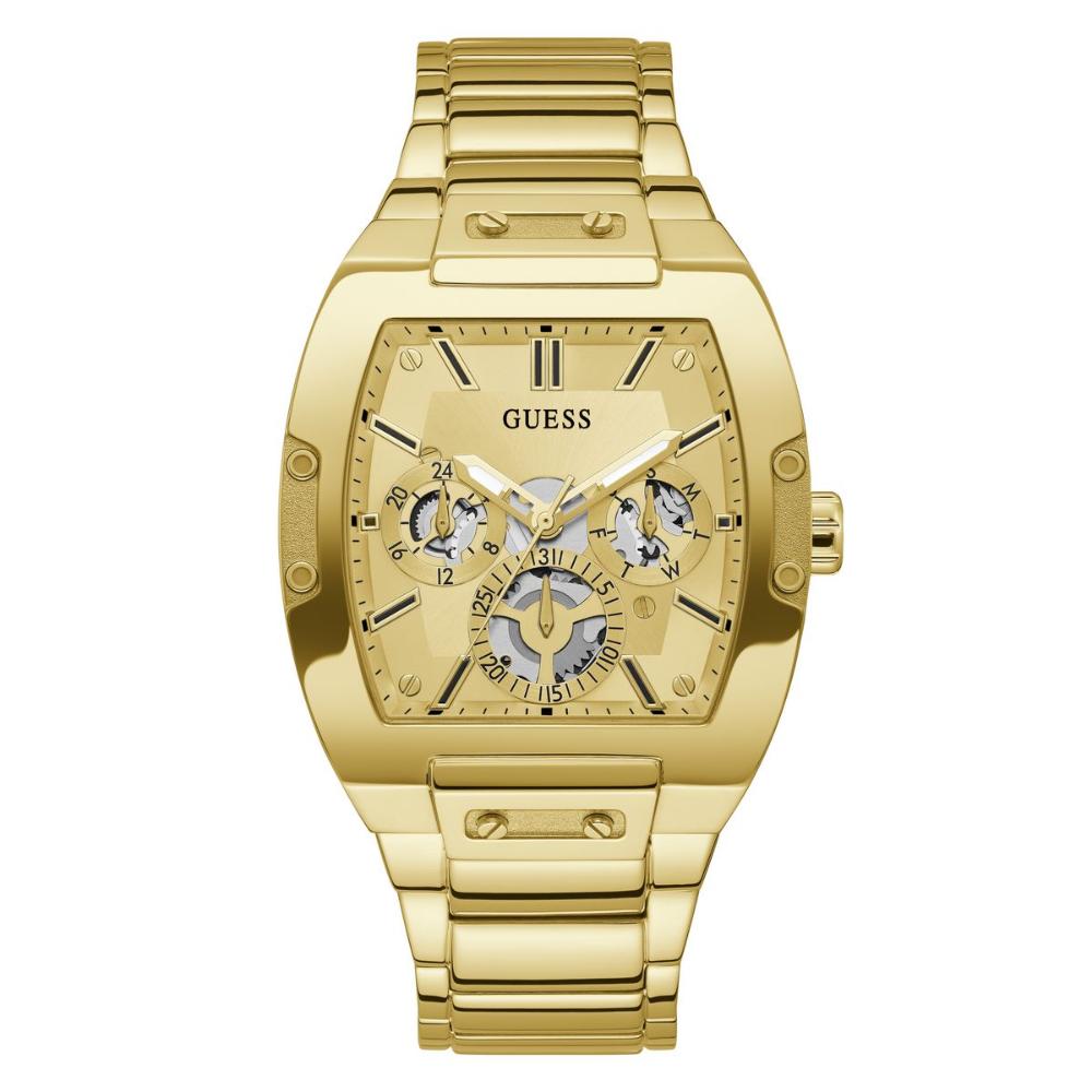 Guess Men's GW0456G2 Analog Watch — Analog Quartz Men Champagne Dial Gold Stainless Steel Strap Watch