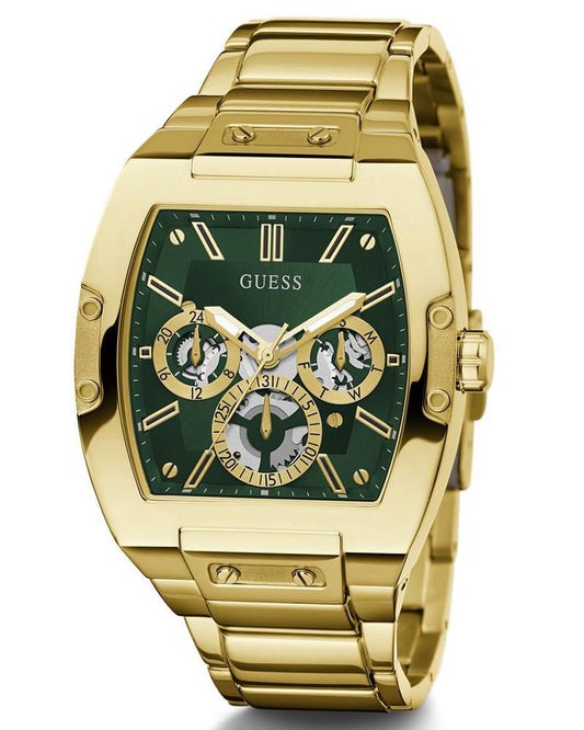 Guess GW0456G3 Quartz Analog Green Dial Men’s Watch with Gold-Tone Stainless Steel Strap