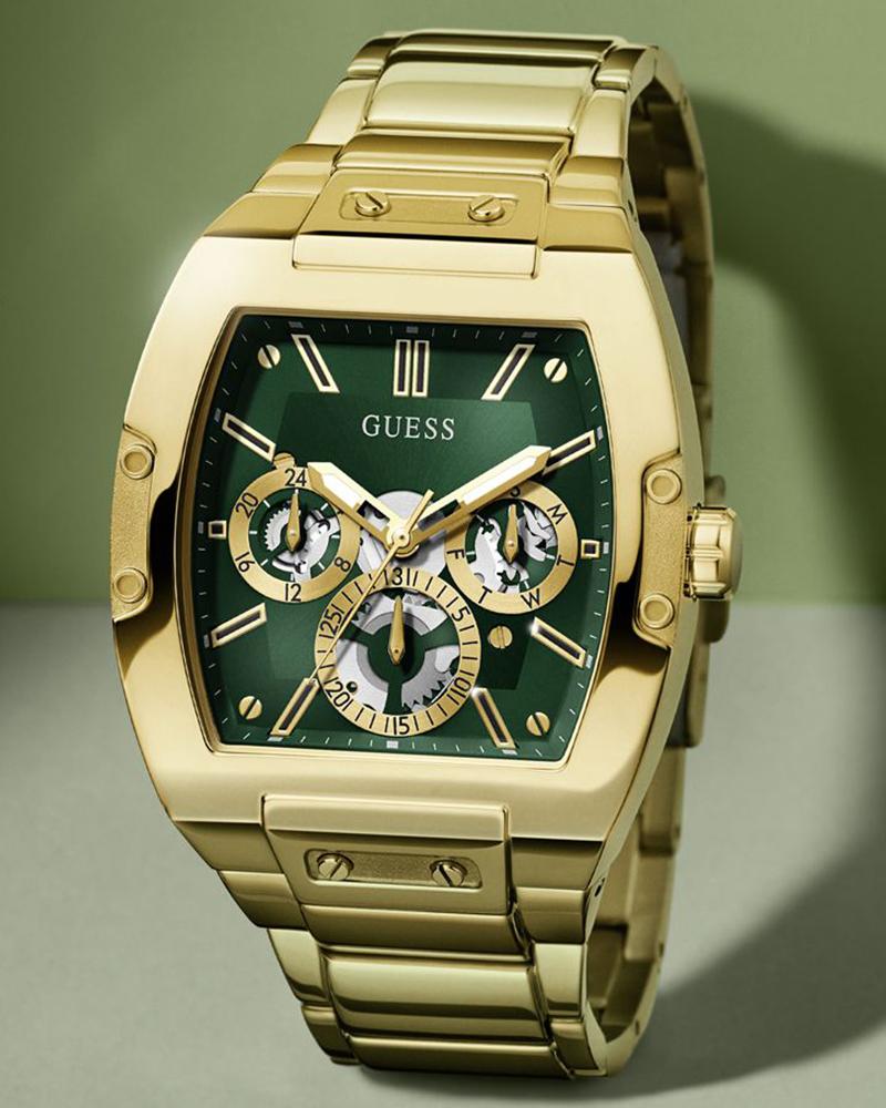 Guess GW0456G3 Quartz Analog Green Dial Men’s Watch with Gold-Tone Stainless Steel Strap