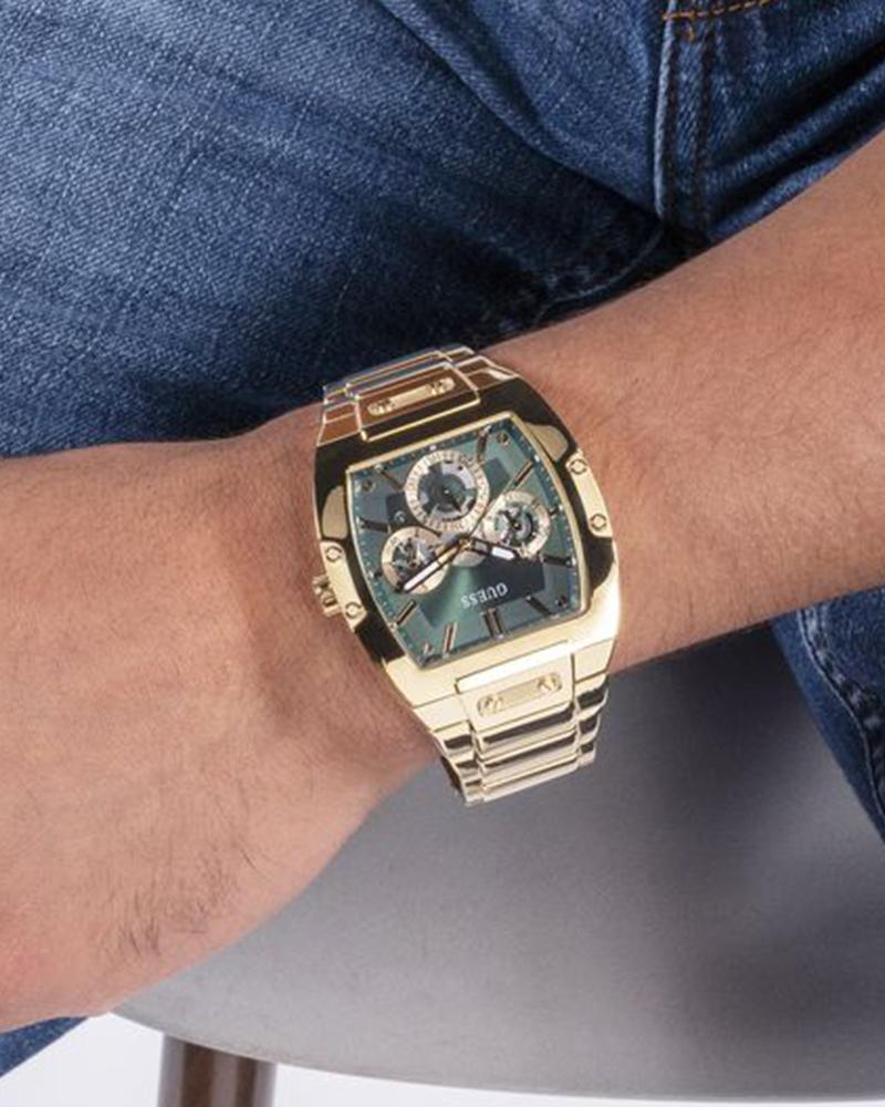 Guess GW0456G3 Quartz Analog Green Dial Men’s Watch with Gold-Tone Stainless Steel Strap