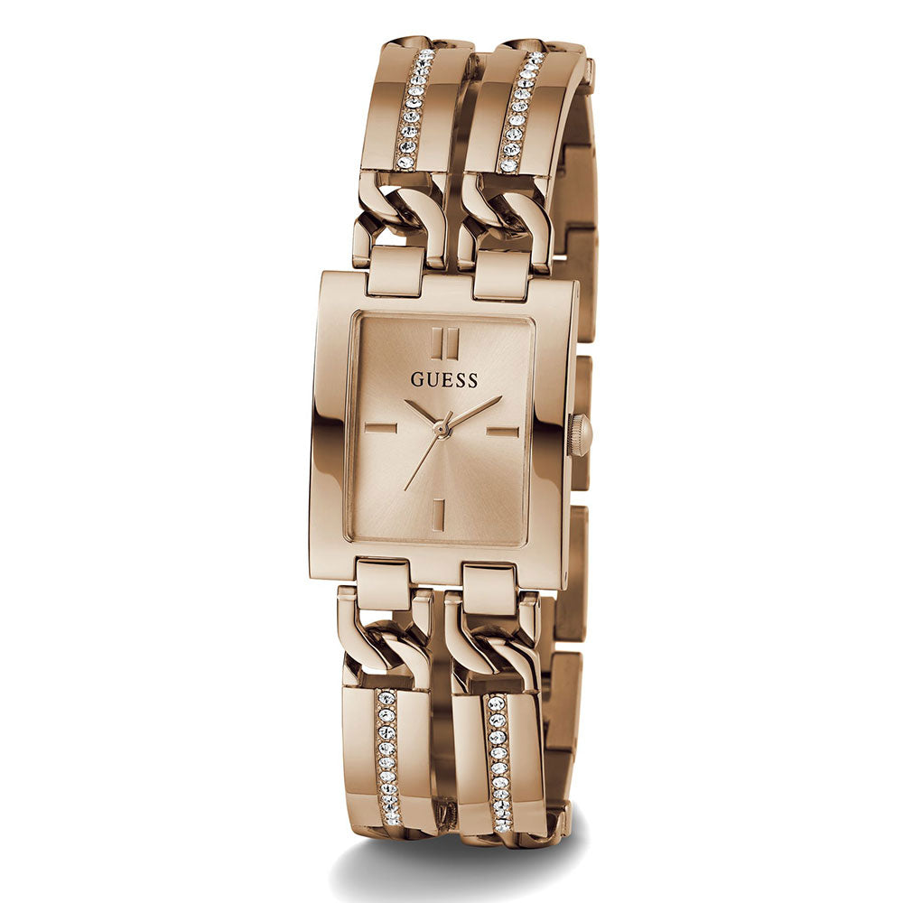 Guess GW0668L3 Quartz Analog Rose-Gold Rectangle Women’s Watch with Stainless Steel Bracelet