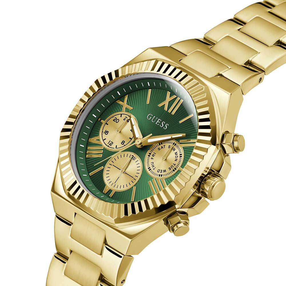 GUESS GW0703G2 Quartz Men’s Gold-Tone Multi-Function Watch with Green Dial