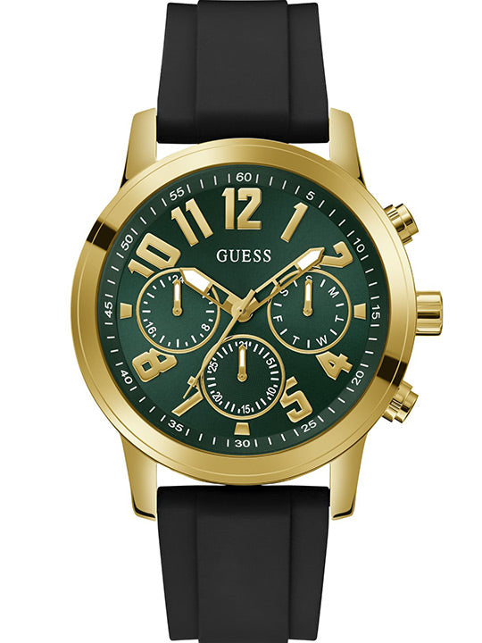Guess GW0708G2 Quartz Analog Green Dial Men’s Watch with Black Silicone Strap