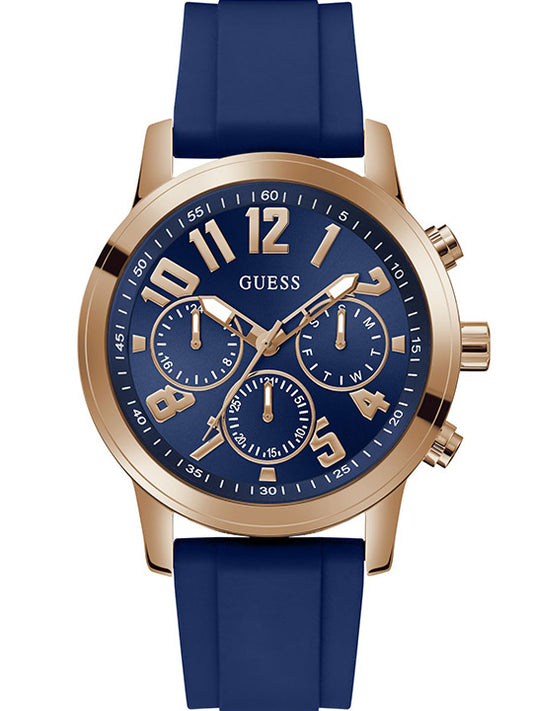 Guess GW0708G3 Men’s Parker Blue & Rose Gold-Tone Silicone Analog Quartz Watch