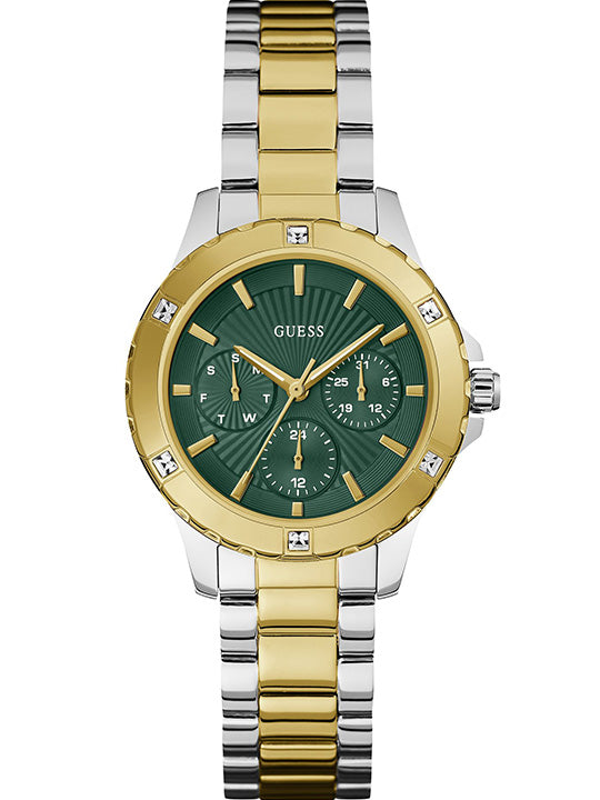 GUESS GW0723L1 Quartz Women’s Mist 2-Tone Analog Watch with Green Dial & Stainless Steel Strap