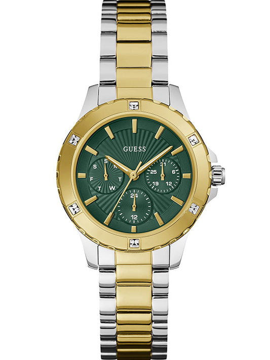 GUESS GW0723L1 Quartz Women’s Mist 2-Tone Analog Watch with Green Dial & Stainless Steel Strap