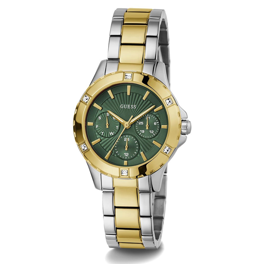 GUESS GW0723L1 Quartz Women’s Mist 2-Tone Analog Watch with Green Dial & Stainless Steel Strap