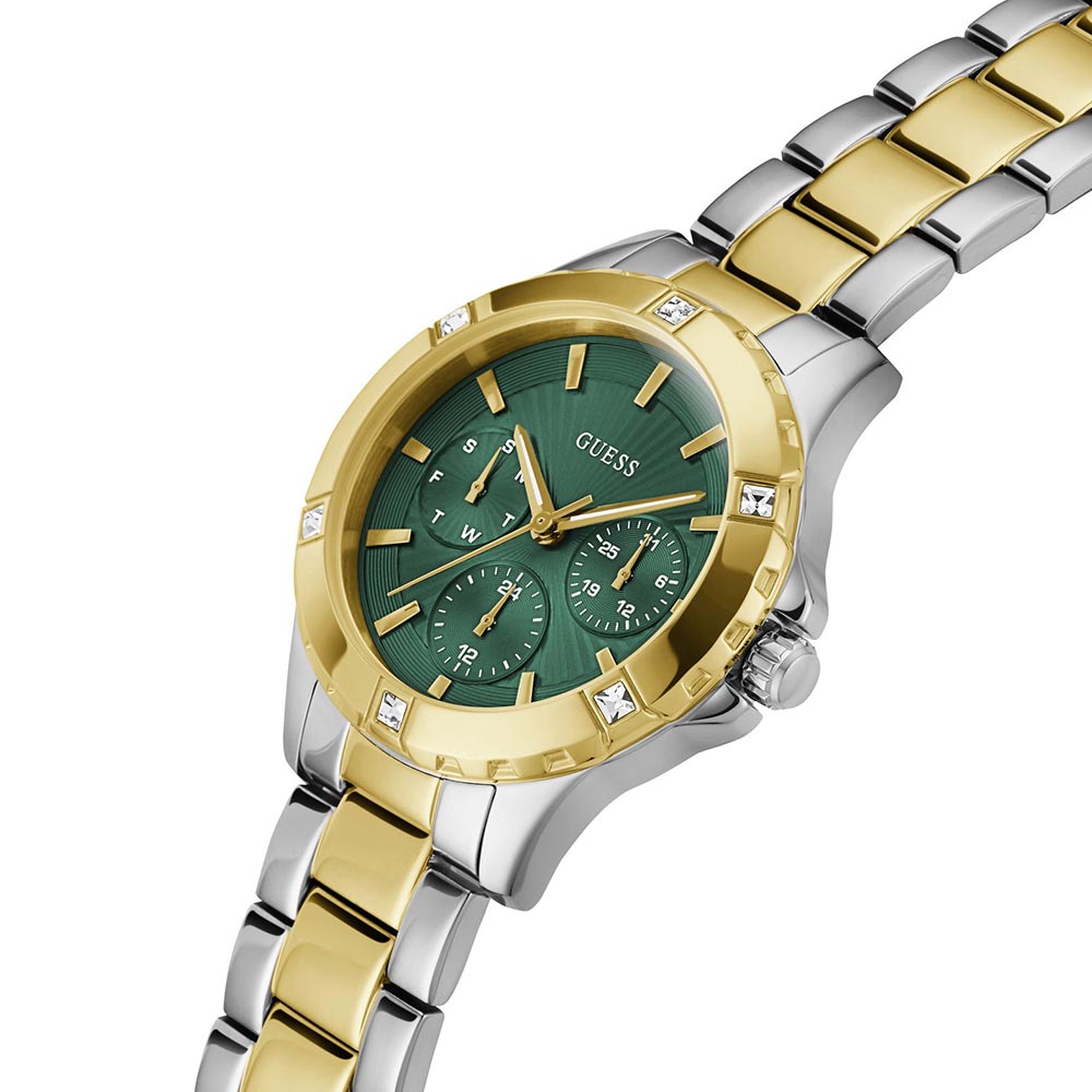 GUESS GW0723L1 Quartz Women’s Mist 2-Tone Analog Watch with Green Dial & Stainless Steel Strap