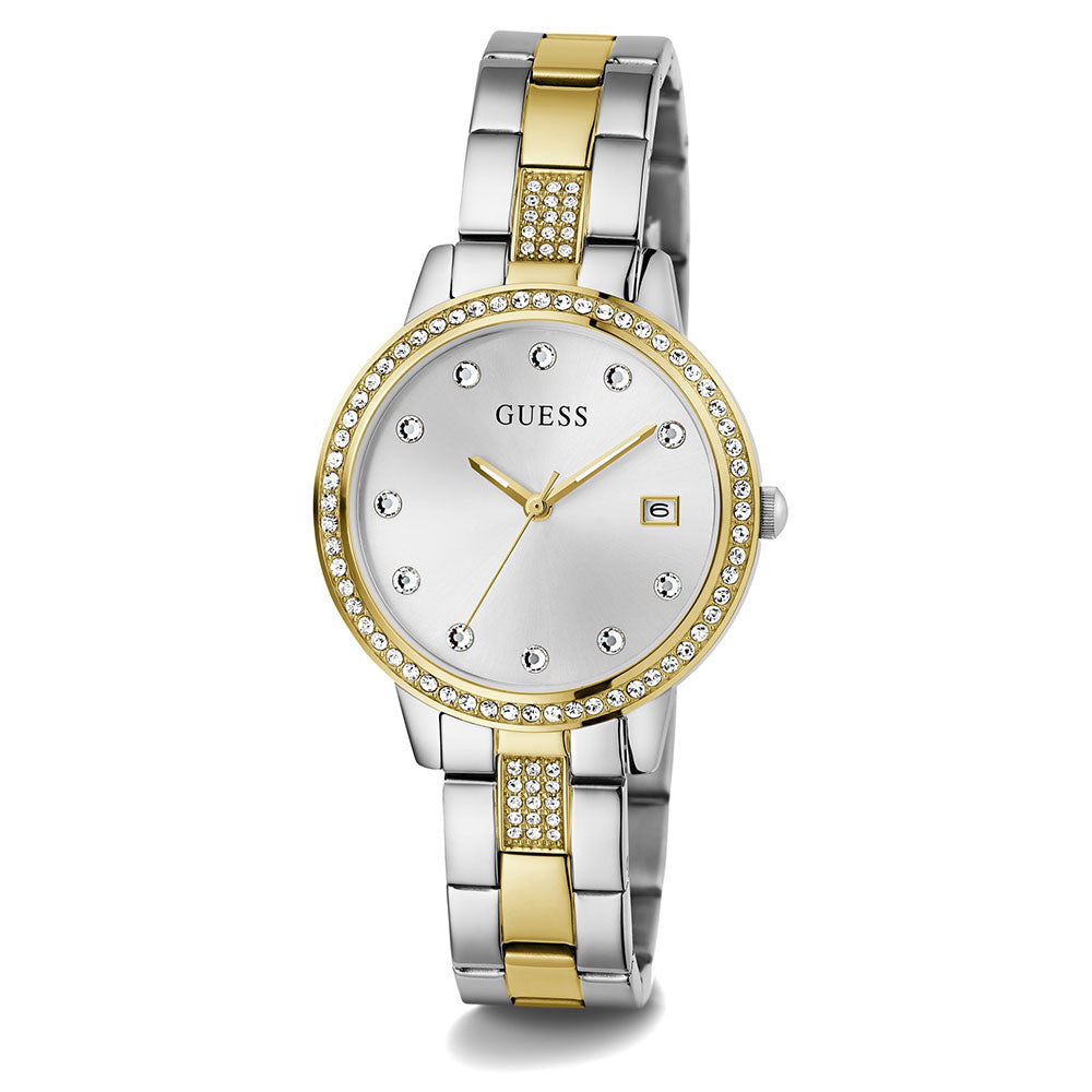 GUESS GW0725L1 Quartz Women’s Heartless Silver-Tone Analog Watch with White Dial