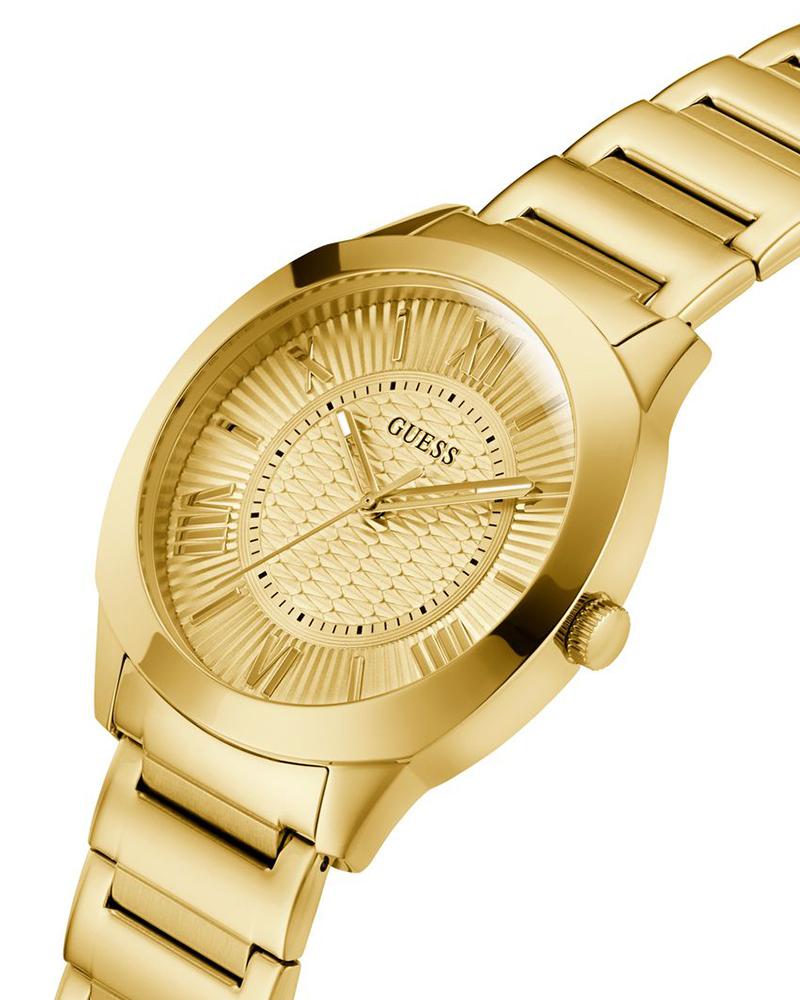 Guess GW0727G1 Men’s Arc Round Dial Quartz Analog Watch Analog Quartz Men Gold Tone Dial Gold Stainless Steel Strap Watch