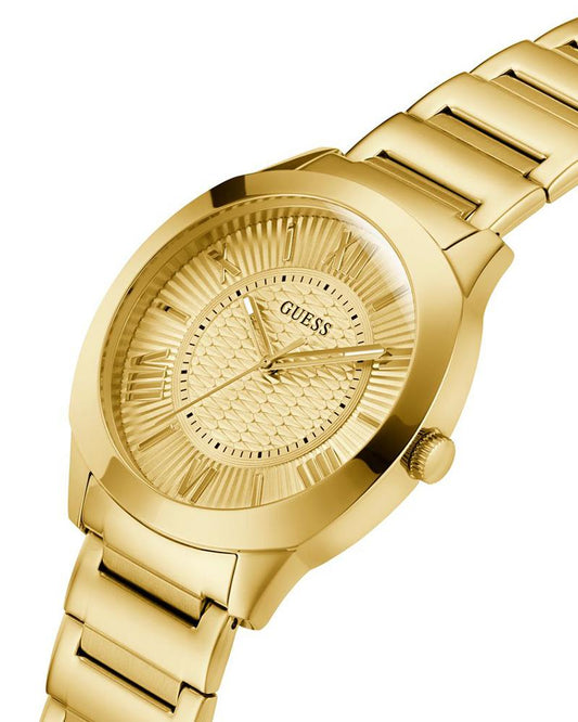 Guess GW0727G1 Men’s Arc Round Dial Quartz Analog Watch Analog Quartz Men Gold Tone Dial Gold Stainless Steel Strap Watch