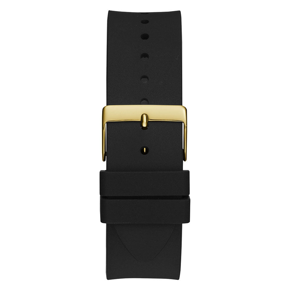 GUESS GW0728G2 Quartz Men’s Gold-Tone Analog Watch with Black Dial & Silicone Strap