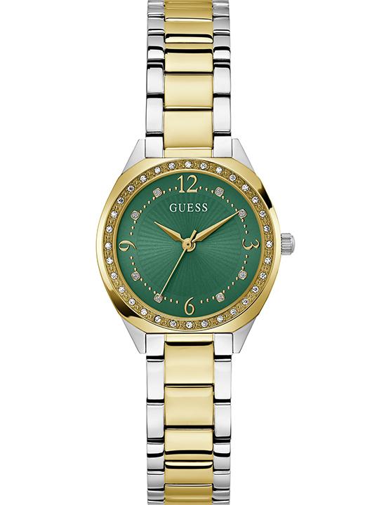 GUESS GW0767L4 Quartz Women’s Charlotte Two-Tone Analog Watch with Green Dial & Stainless Steel Strap