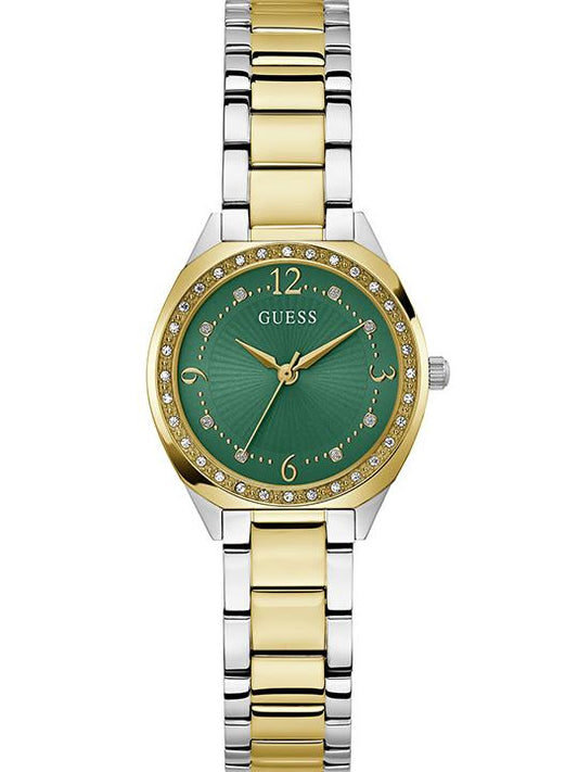 GUESS GW0767L4 Quartz Women’s Charlotte Two-Tone Analog Watch with Green Dial & Stainless Steel Strap