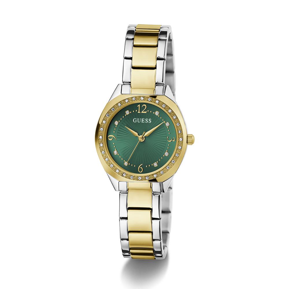 GUESS GW0767L4 Quartz Women’s Charlotte Two-Tone Analog Watch with Green Dial & Stainless Steel Strap