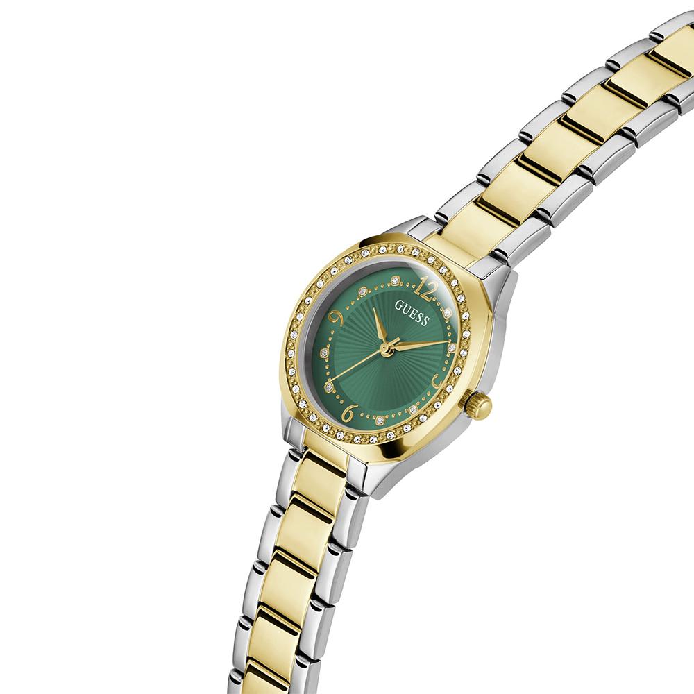 GUESS GW0767L4 Quartz Women’s Charlotte Two-Tone Analog Watch with Green Dial & Stainless Steel Strap
