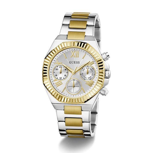 GUESS GW0769L3 Quartz Women’s Equality Two-Tone Multi-Function Watch with Silver Dial