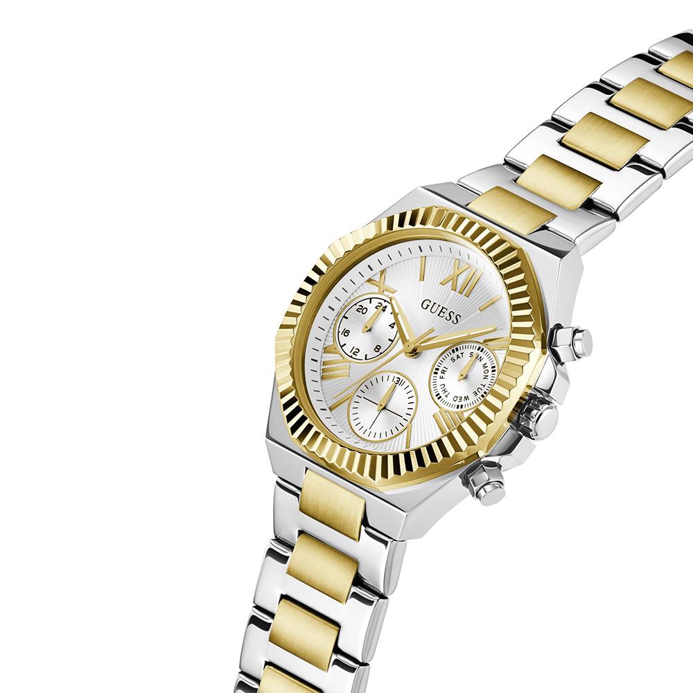 GUESS GW0769L3 Quartz Women’s Equality Two-Tone Multi-Function Watch with Silver Dial