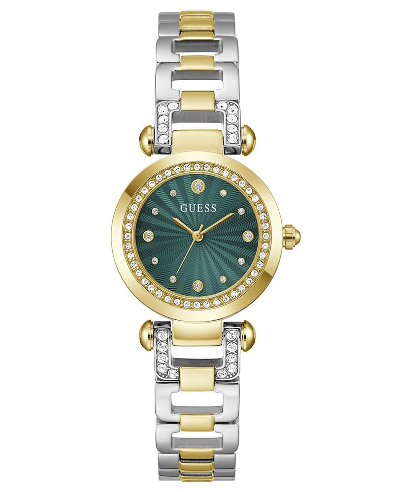 GUESS GW0869L1 Quartz Women’s Ginger Gold-Tone Analog Watch with Green Dial & Two-Tone Stainless Steel Strap