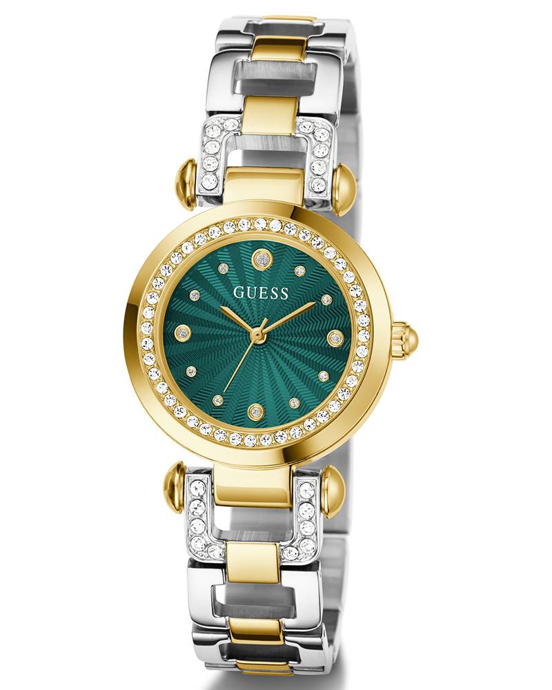 GUESS GW0869L1 Quartz Women’s Ginger Gold-Tone Analog Watch with Green Dial & Two-Tone Stainless Steel Strap