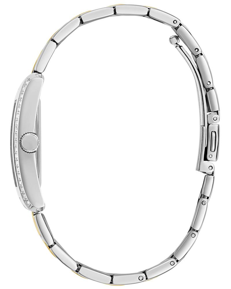 GUESS GW0874L2 Quartz Women’s Bonnie Two-Tone Crystal-Accent Square Analog Watch with Green Dial & Stainless Steel Strap