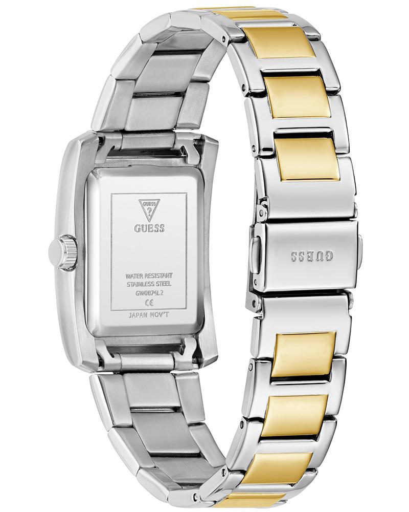 GUESS GW0874L2 Quartz Women’s Bonnie Two-Tone Crystal-Accent Square Analog Watch with Green Dial & Stainless Steel Strap