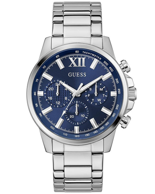 Guess GW0900G4 Silver-Tone And Blue Multifunction Analog Quartz Watch For Men