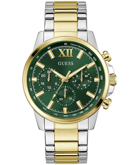 GUESS GW0900G5 Quartz Men’s Walker Two-Tone Multifunction Analog Watch with Green Dial