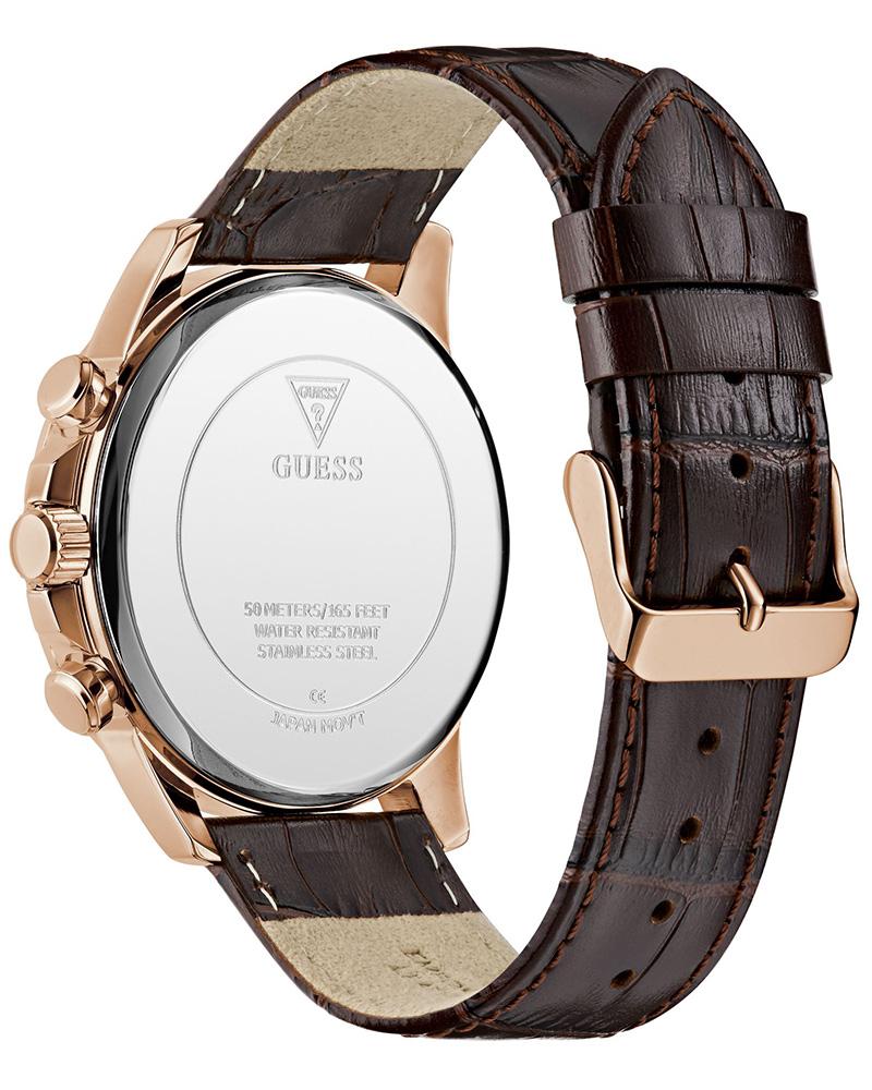 Guess GW0901G3 Men's Quartz Multifunction Watch Blue Dial Brown Leather Strap