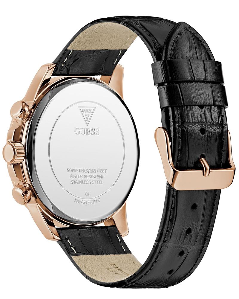 GUESS GW0901G5 Quartz Men’s Walker Black Multi-Function Analog Watch with Black Leather Strap