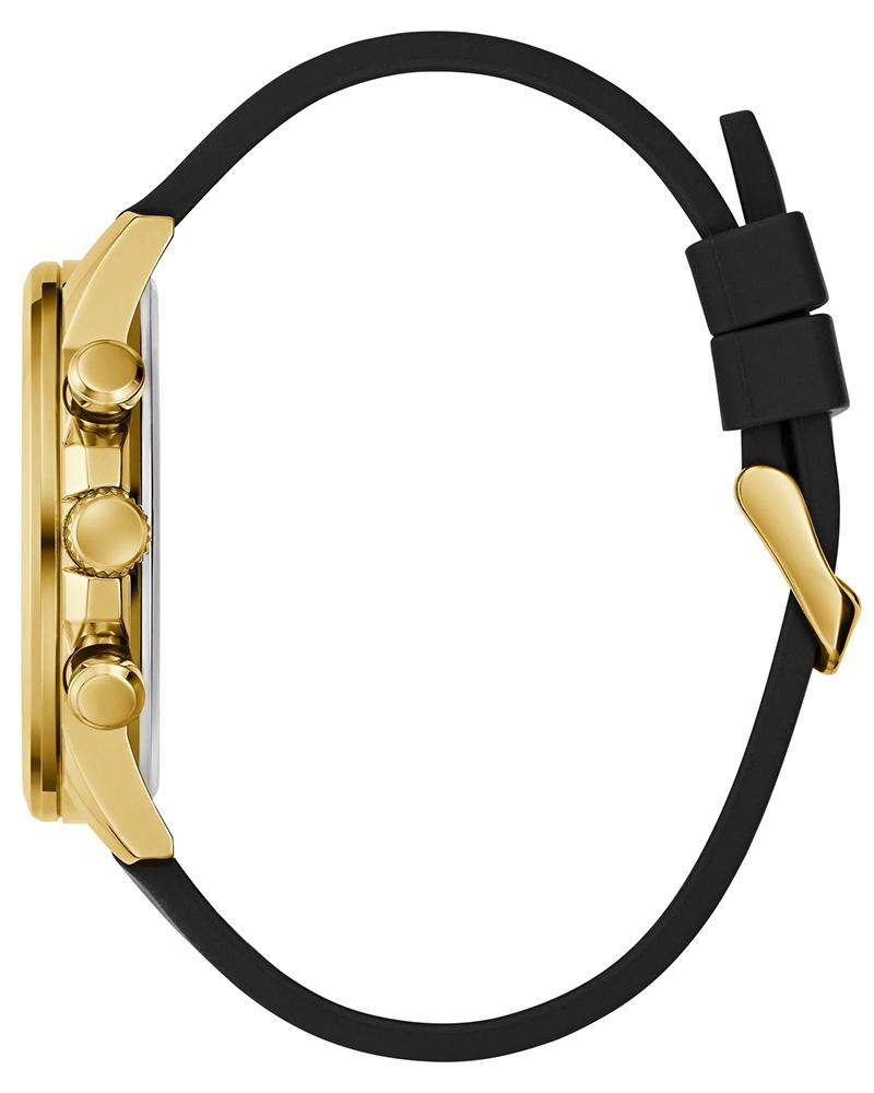 GUESS GW0913G2 Quartz Men’s Walker Black & Gold-Tone Multi-Function Analog Watch with Black Silicone Strap