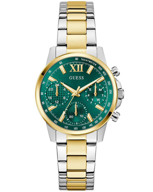 GUESS GW0933L7 Quartz Women’s Bailey Two-Tone Multi-Function Watch with Green Sunray Dial & Stainless Steel Strap